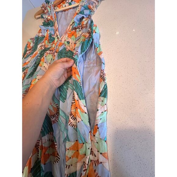 Beautiful! OLIPHANT Women's Large Maxi Dress V Neck Sleeveless Ruffles - Picture 11 of 11